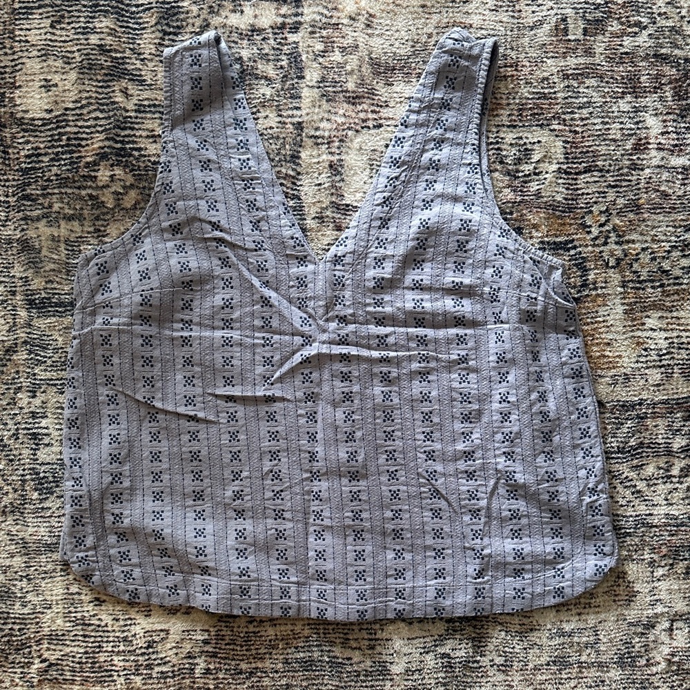 Madewell Jacquard Stripe V-Neck Button Back Sleeveless Top